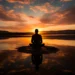 A serene person meditating with a silent mantra meditation